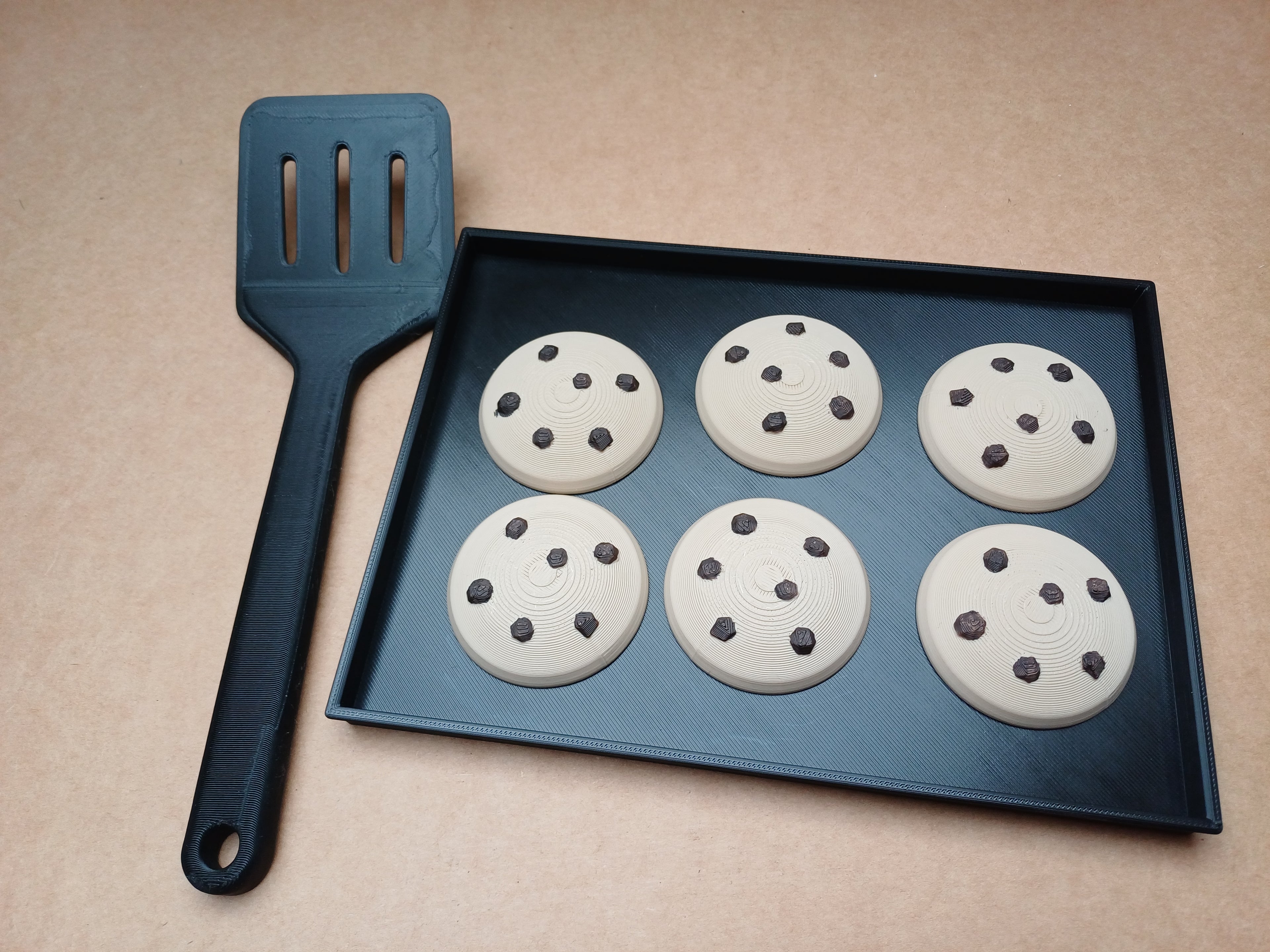 Chocolate Chip Cookie Baking Play Set | Kids Kitchen Toy | Tray + 6 Cookies + Spatula | Pretend Play Baking | Toddler Gift