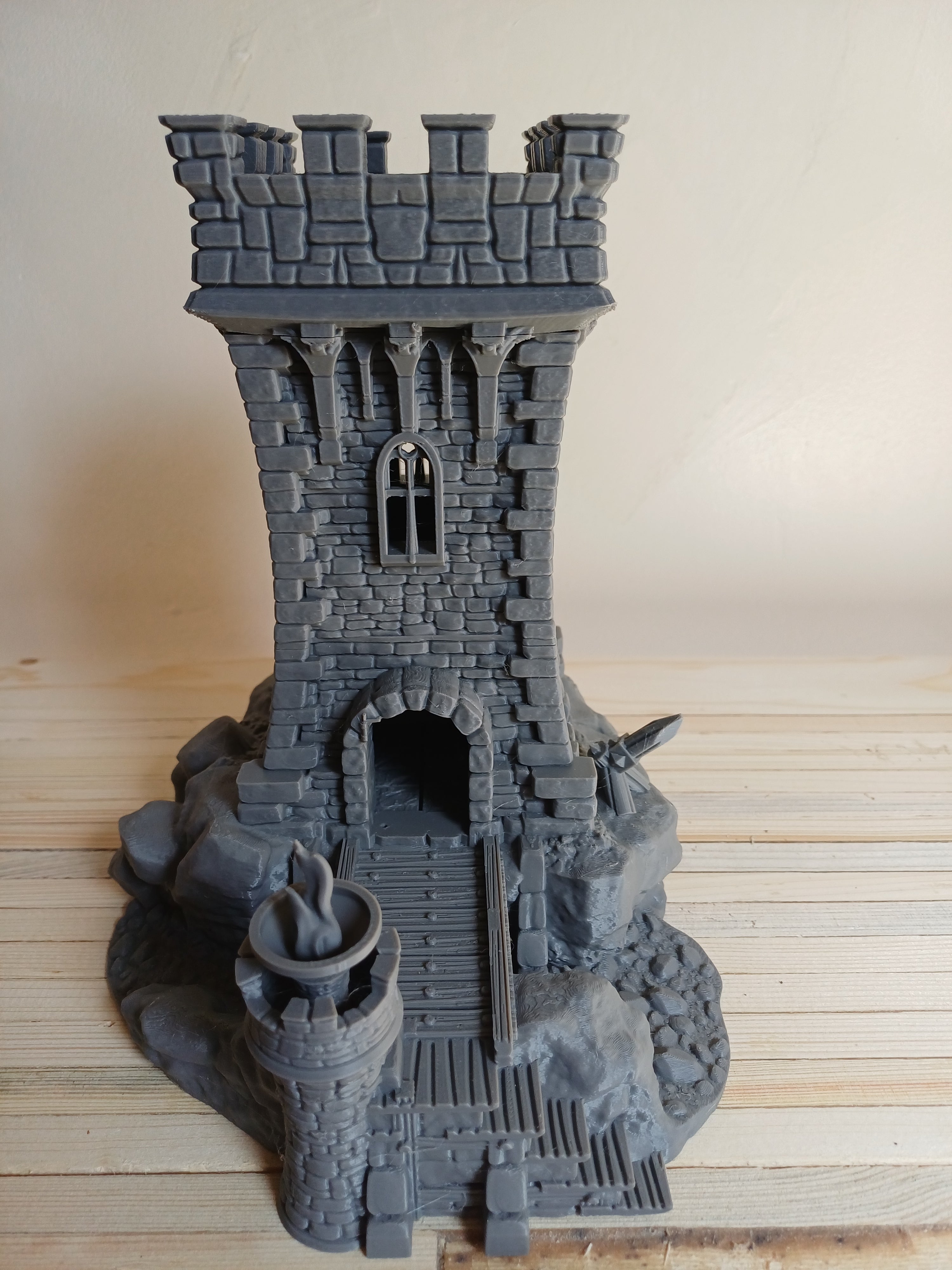 The Stonewatch Outpost — 28mm Medieval Terrain Building | Grey PLA | Unpainted