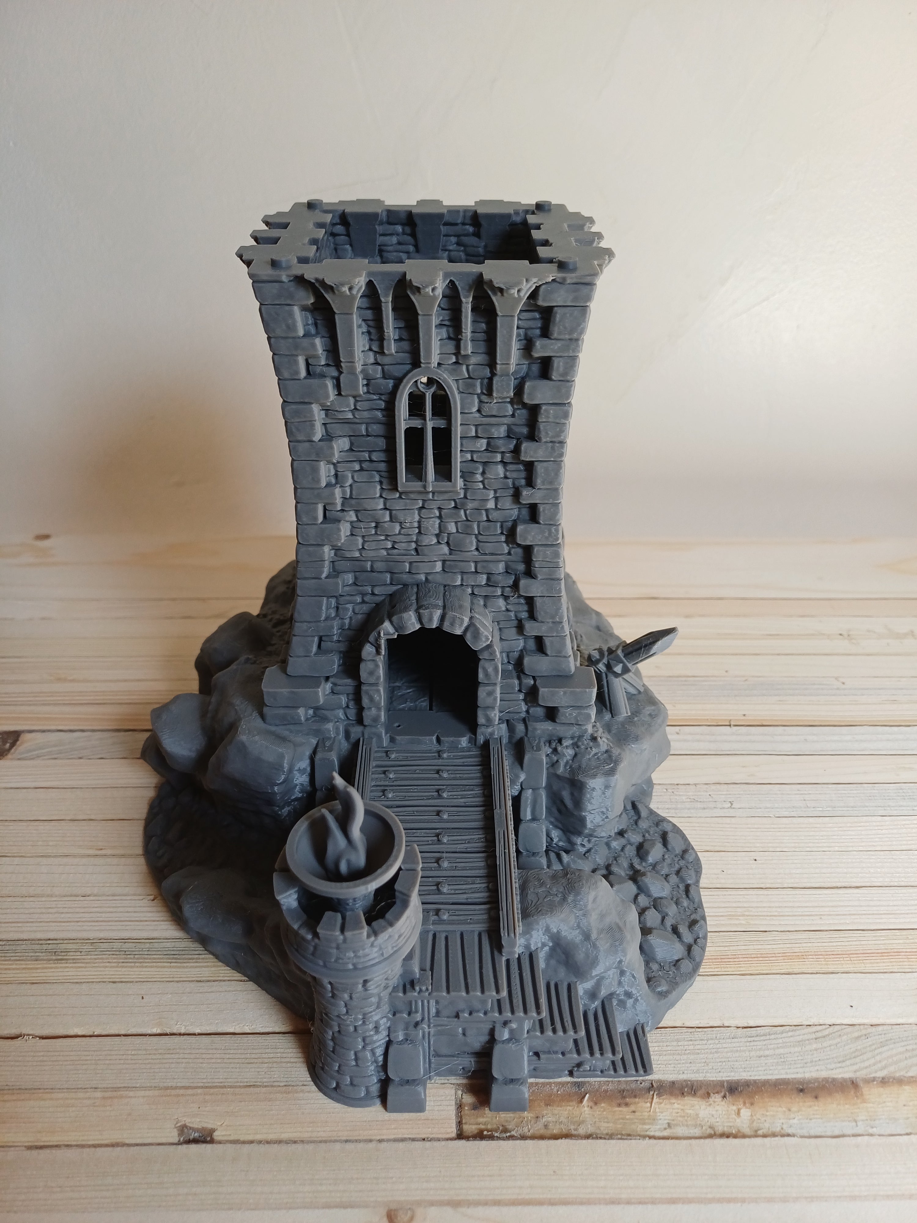 The Stonewatch Outpost — 28mm Medieval Terrain Building | Grey PLA | Unpainted