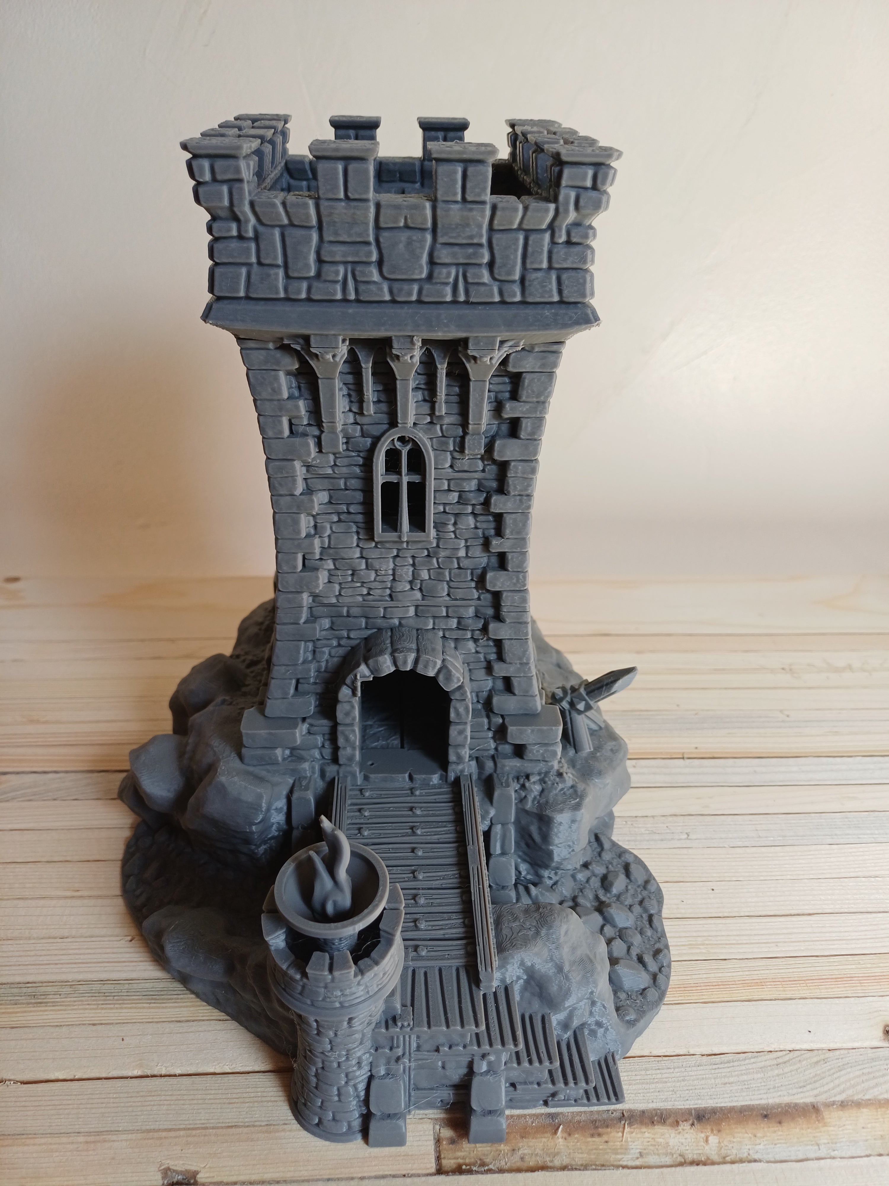 The Stonewatch Outpost — 28mm Medieval Terrain Building | Grey PLA | Unpainted