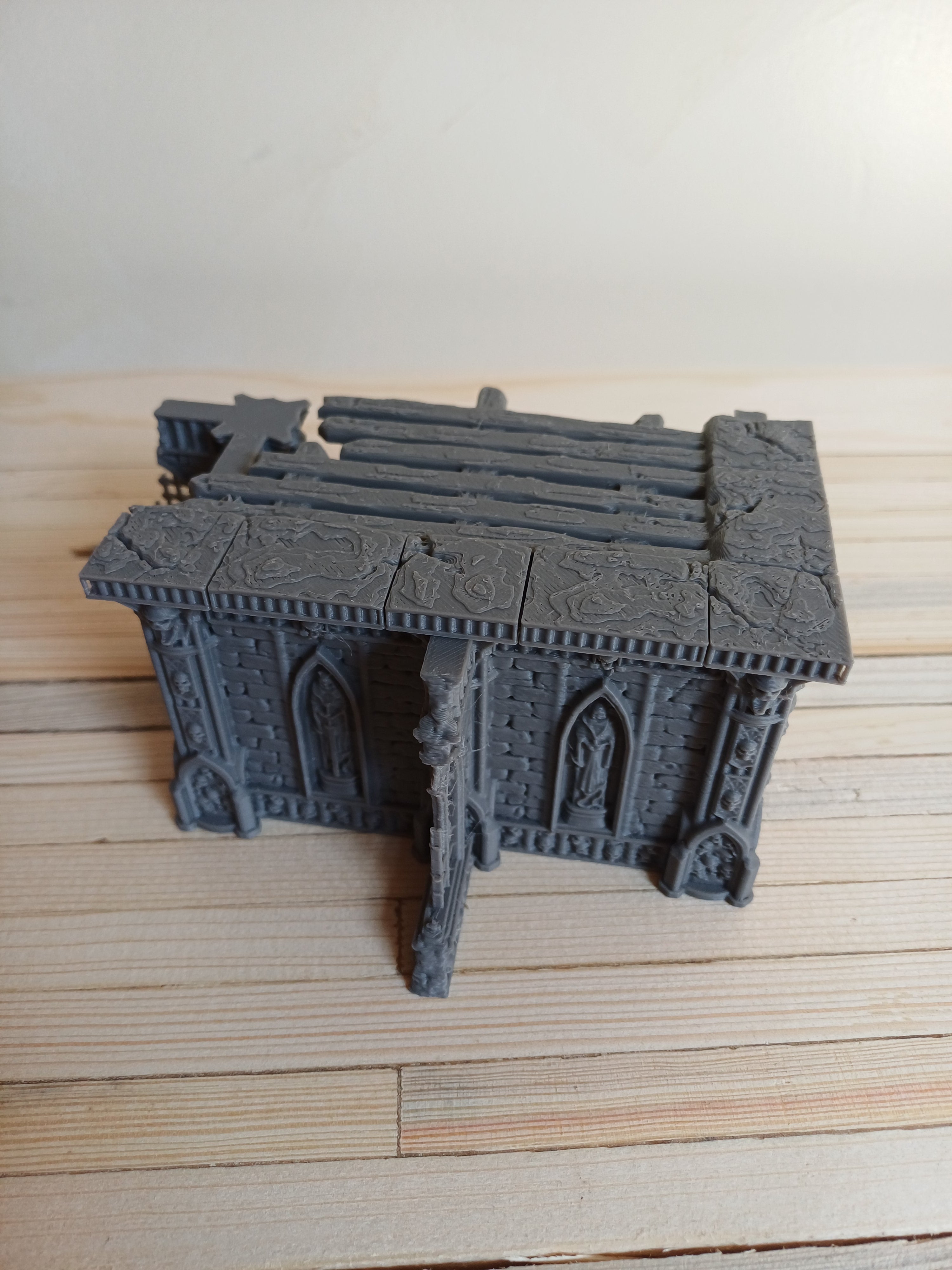 Grimdark Gothic Corner Chapel Ruin 1-Storey 3D Printed Sci-Fantasy Terrain 28mm