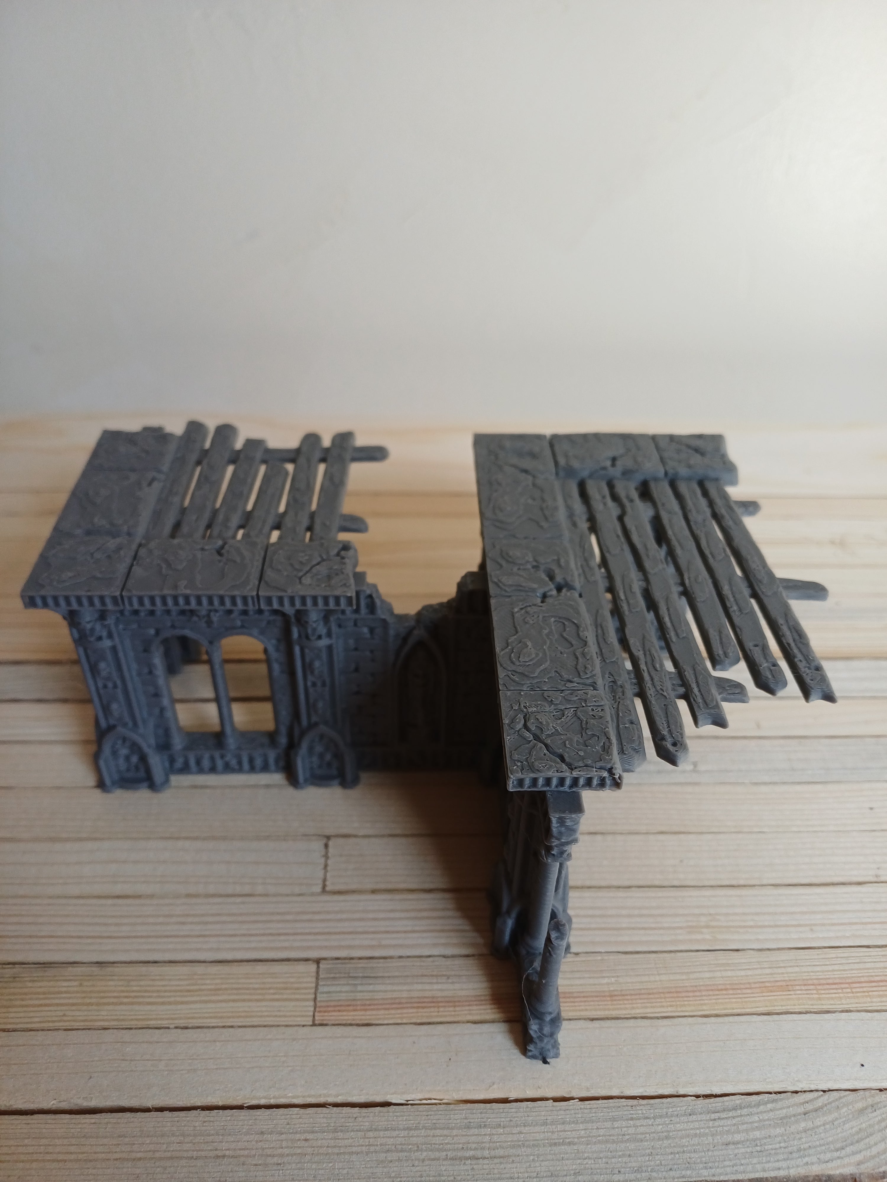 Grimdark Gothic Arcade Ruin 2-Storey Timber Floors 3D Printed Sci-Fantasy 28mm