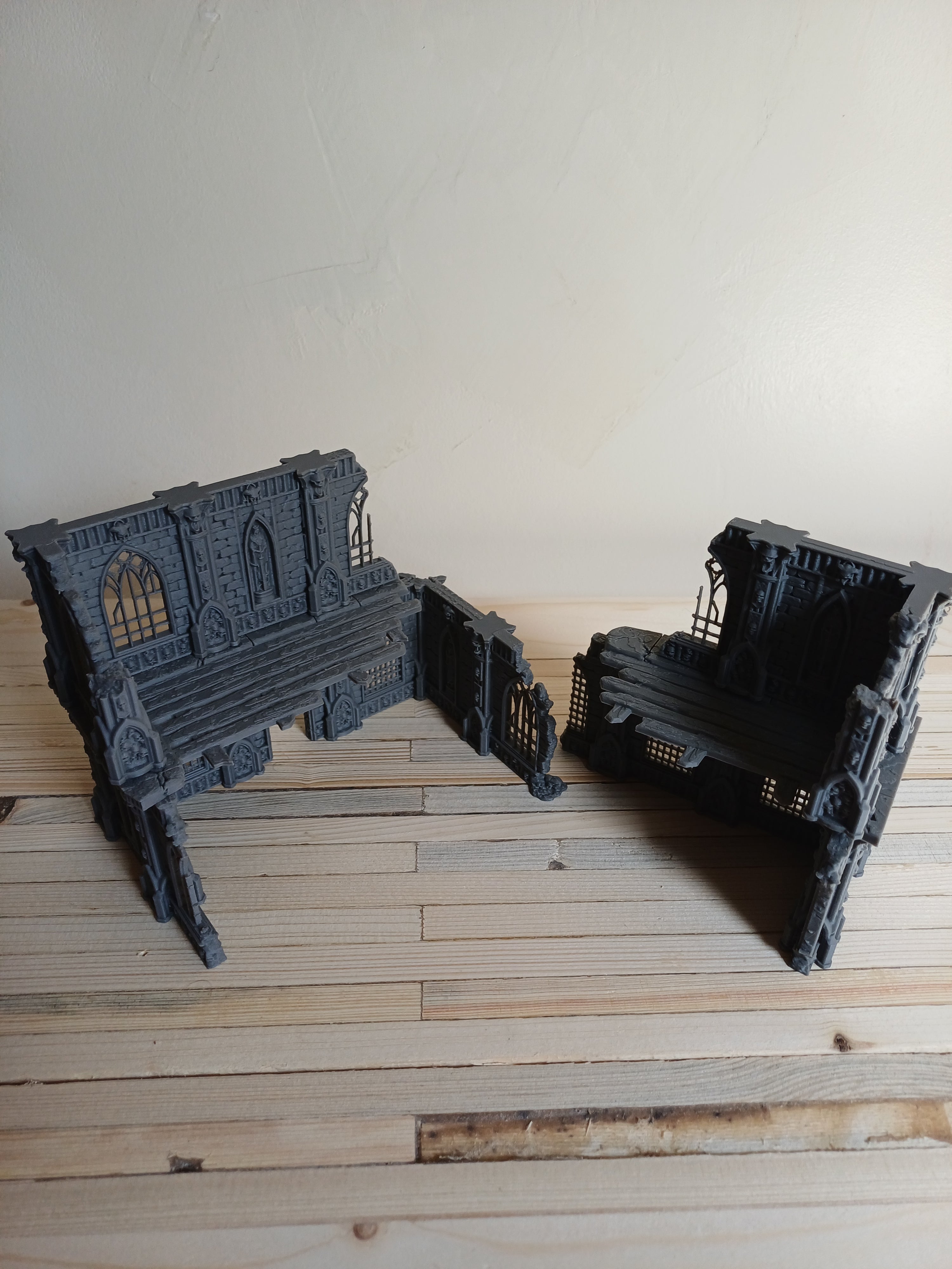 Grimdark Gothic Ruin 2-Storey Modular 3D Printed Sci-Fantasy Wargame Terrain 28m