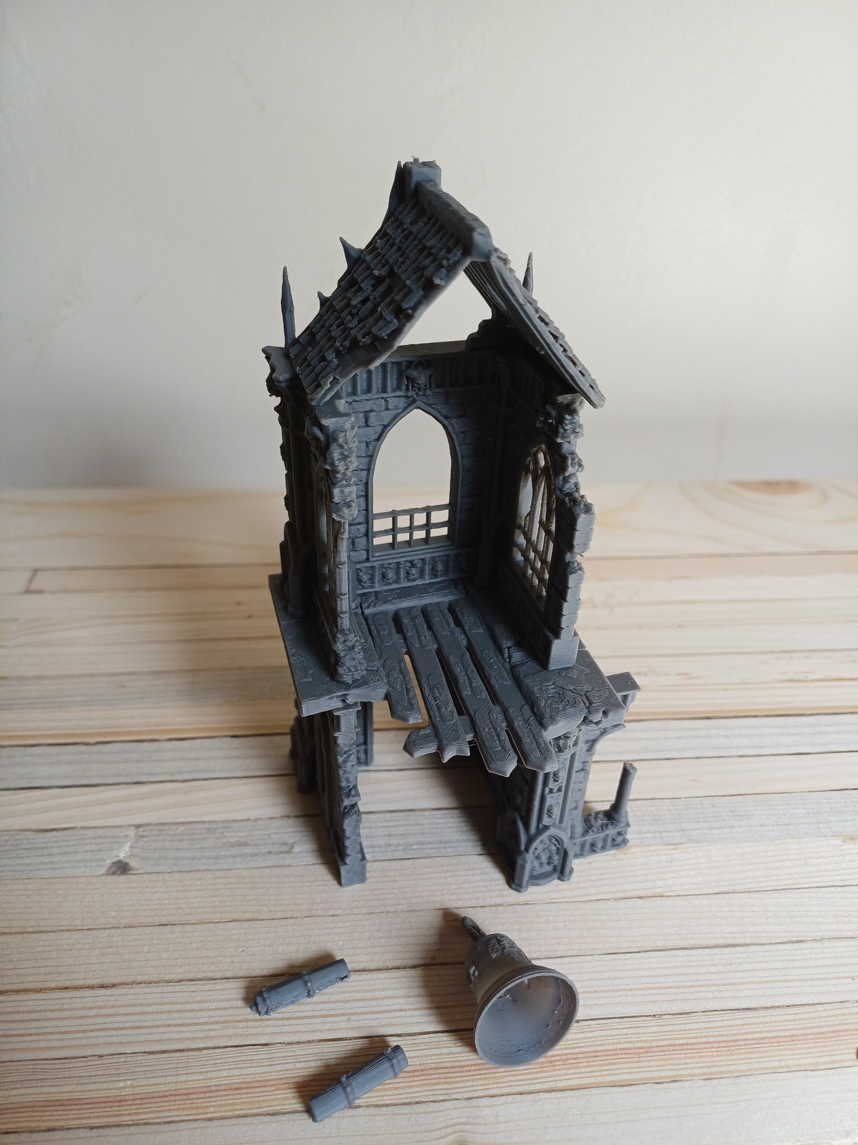 Grimdark Gothic Bell Tower 3-Storey 3D Printed Sci-Fantasy Wargame Terrain 28mm