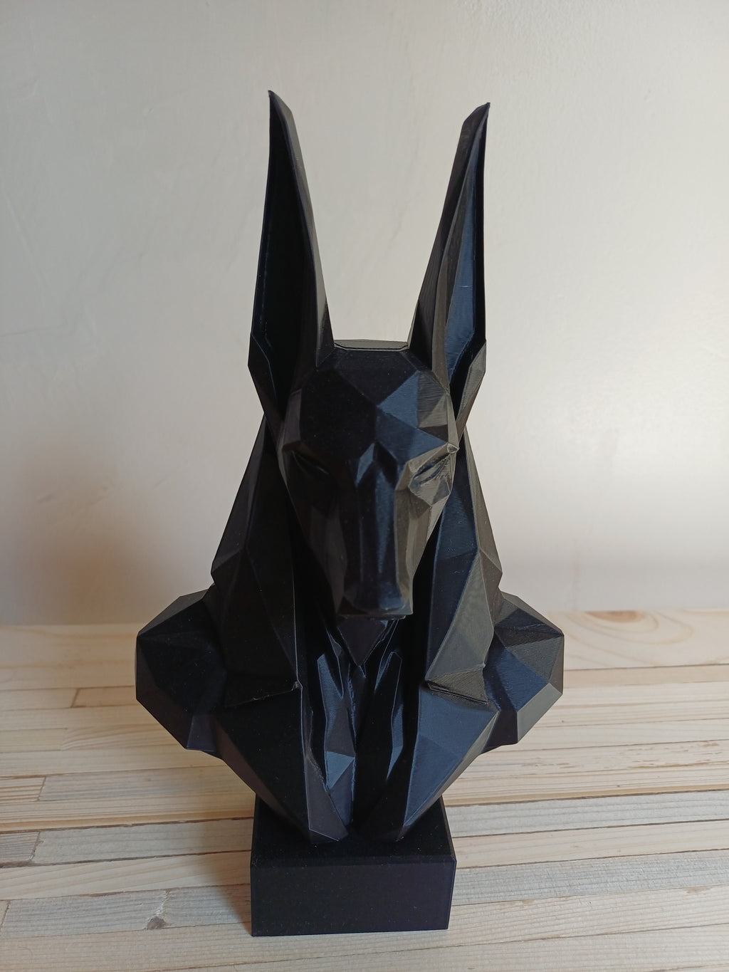 Low Poly Anubis Bust Sculpture 250mm Egyptian God Statue Black