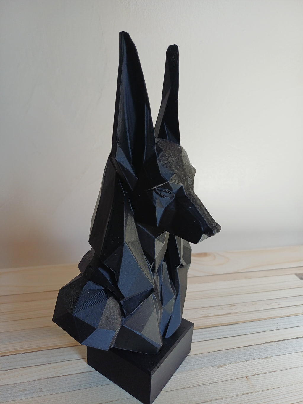 Low Poly Anubis Bust Sculpture 250mm Egyptian God Statue Black
