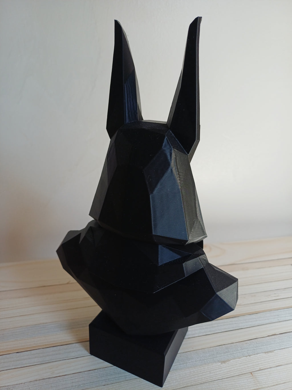Low Poly Anubis Bust Sculpture 250mm Egyptian God Statue Black