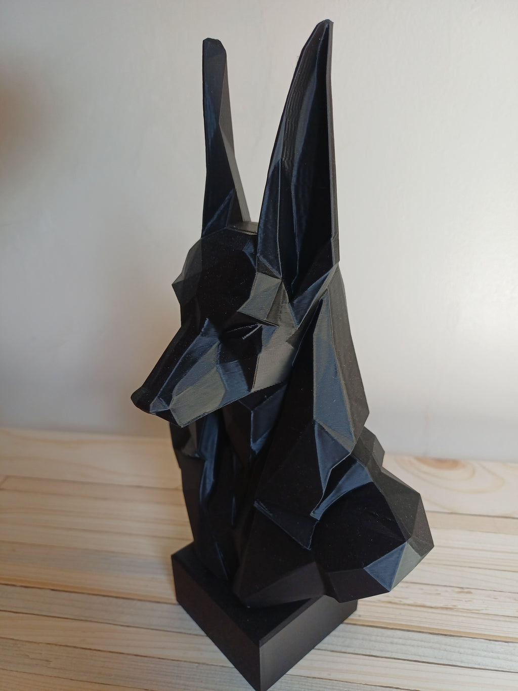 Low Poly Anubis Bust Sculpture 250mm Egyptian God Statue Black