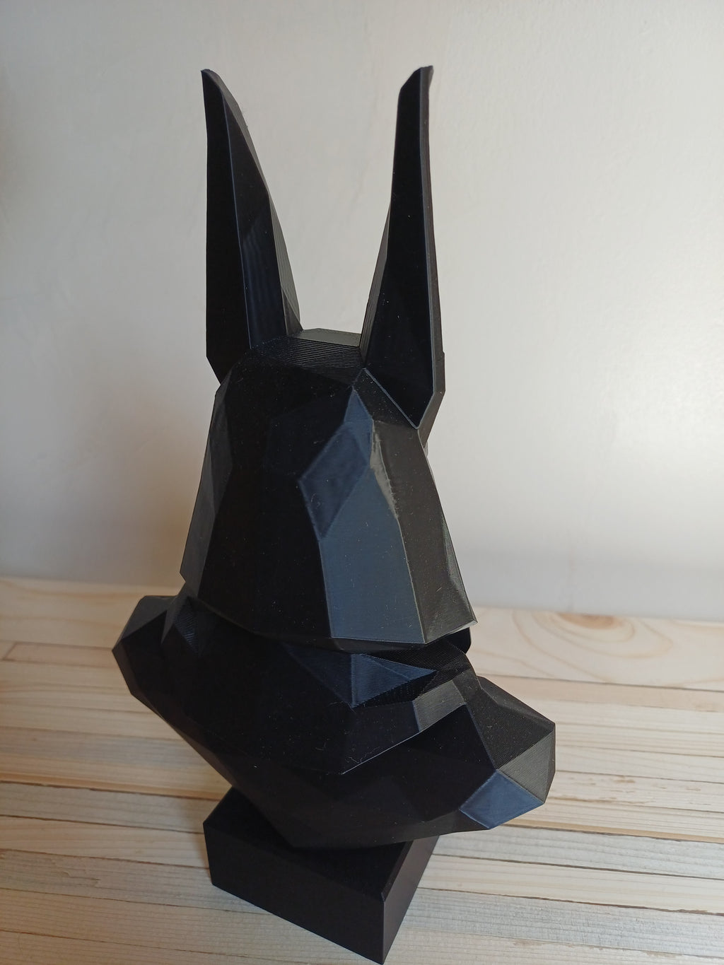Low Poly Anubis Bust Sculpture 250mm Egyptian God Statue Black