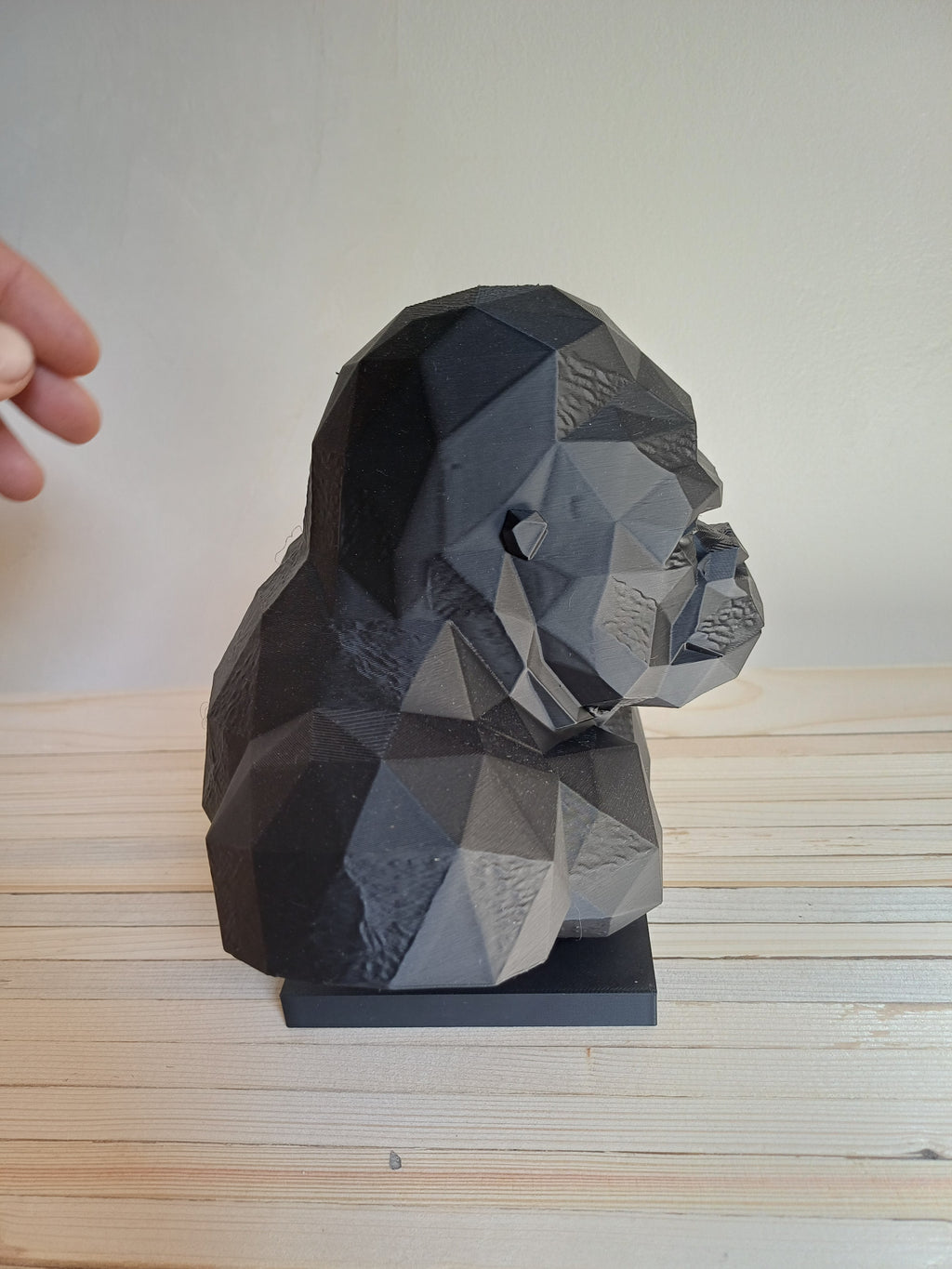 Low Poly Gorilla Bust Sculpture 18cm Geometric Ape Statue Black
