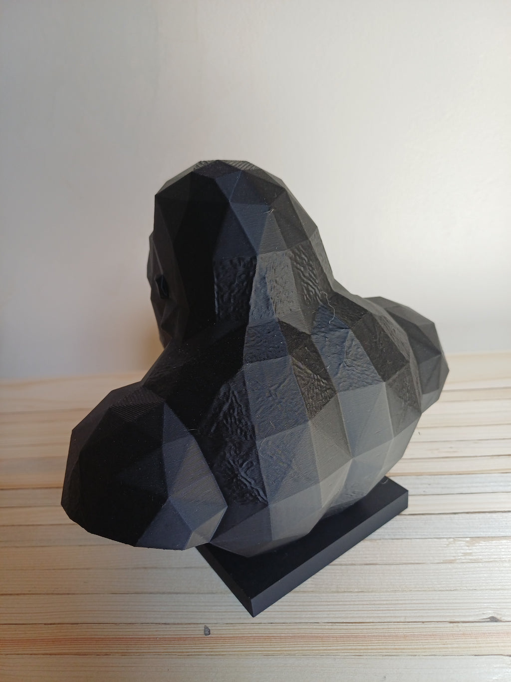 Low Poly Gorilla Bust Sculpture 18cm Geometric Ape Statue Black