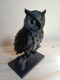 Low Poly Owl Sculpture 20cm Geometric Owl Statue Matte Black Perched Owl Ornament Gothic Home Decor Dark Academia Shelf Figurine Wildlife Bird Art Gift