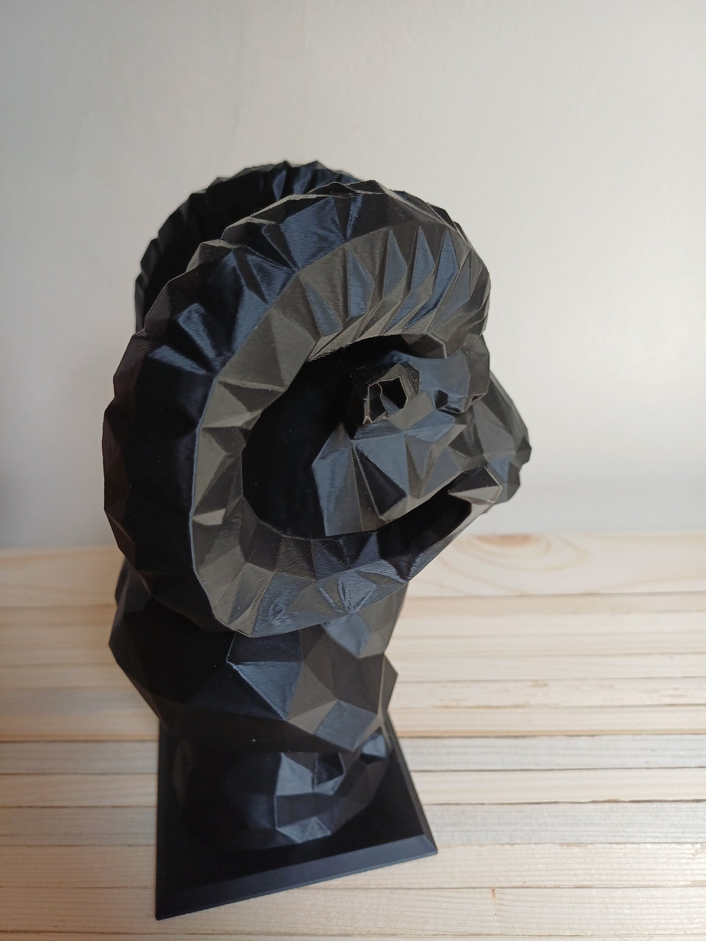 Aries Ram Bust Sculpture 20cm Geometric Bighorn Sheep Statue Matte Black 3D Printed