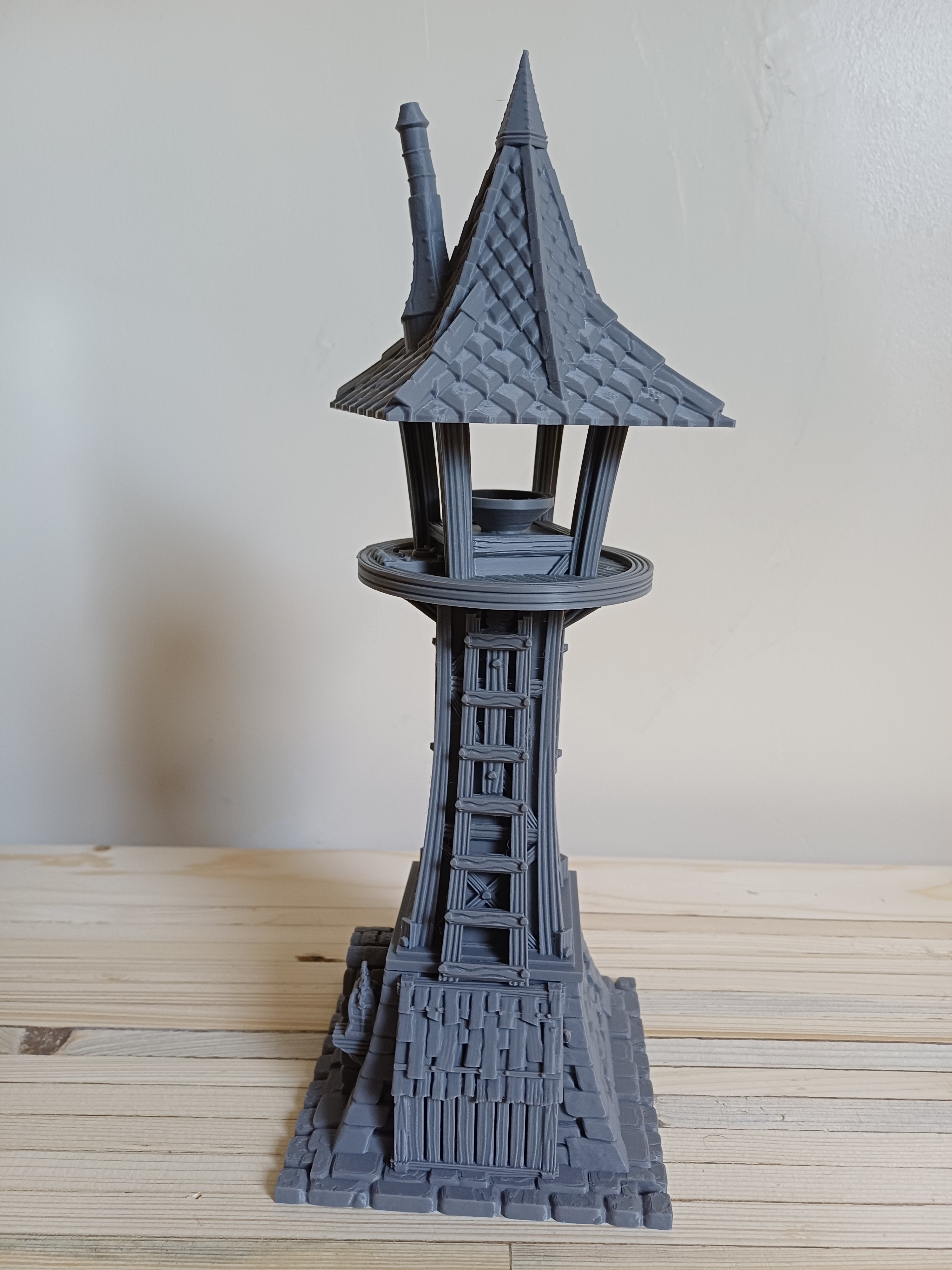 The Duskfire Beacon — 28mm Medieval Watchtower Terrain | Grey PLA | Unpainted