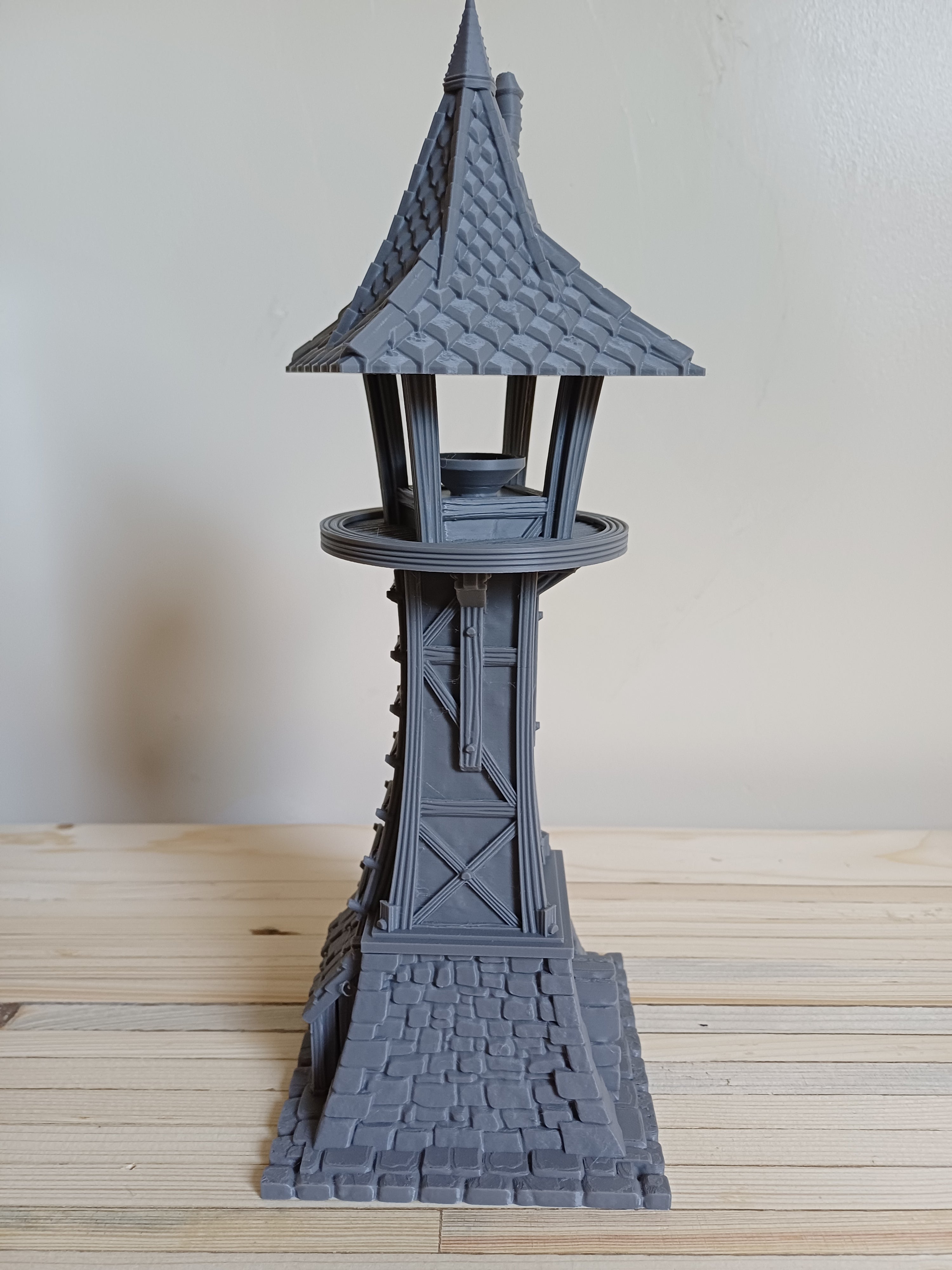 The Duskfire Beacon — 28mm Medieval Watchtower Terrain | Grey PLA | Unpainted