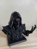 Warlock Bust Statue 3D Printed Low Poly — 20cm, DnD Dark Mage Sorcerer Figure, Black