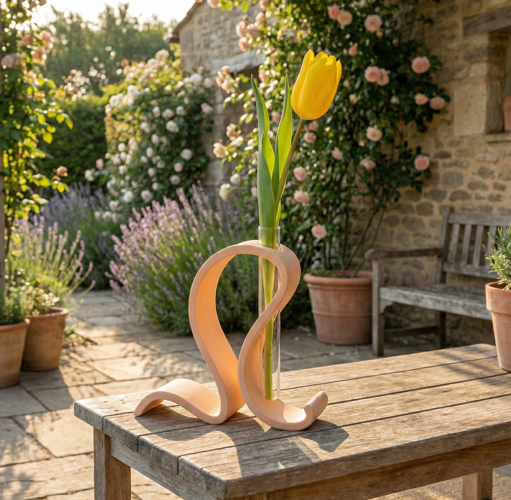 Sculptural Wave Test Tube Vase – 3D Printed Modern Home Décor Flower Bud Vase