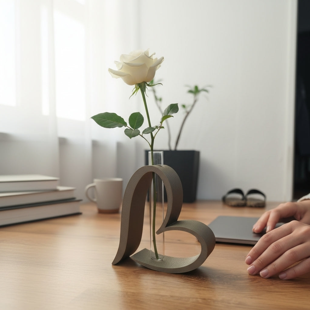 Heart Shaped Test Tube Vase – 3D Printed Sculptural Bud Vase Modern Home Décor