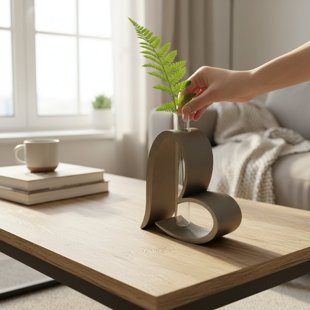 Heart Shaped Test Tube Vase – 3D Printed Sculptural Bud Vase Modern Home Décor