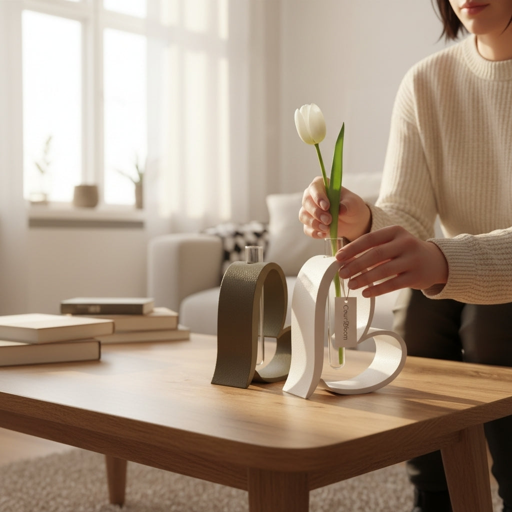 Heart Shaped Test Tube Vase – 3D Printed Sculptural Bud Vase Modern Home Décor