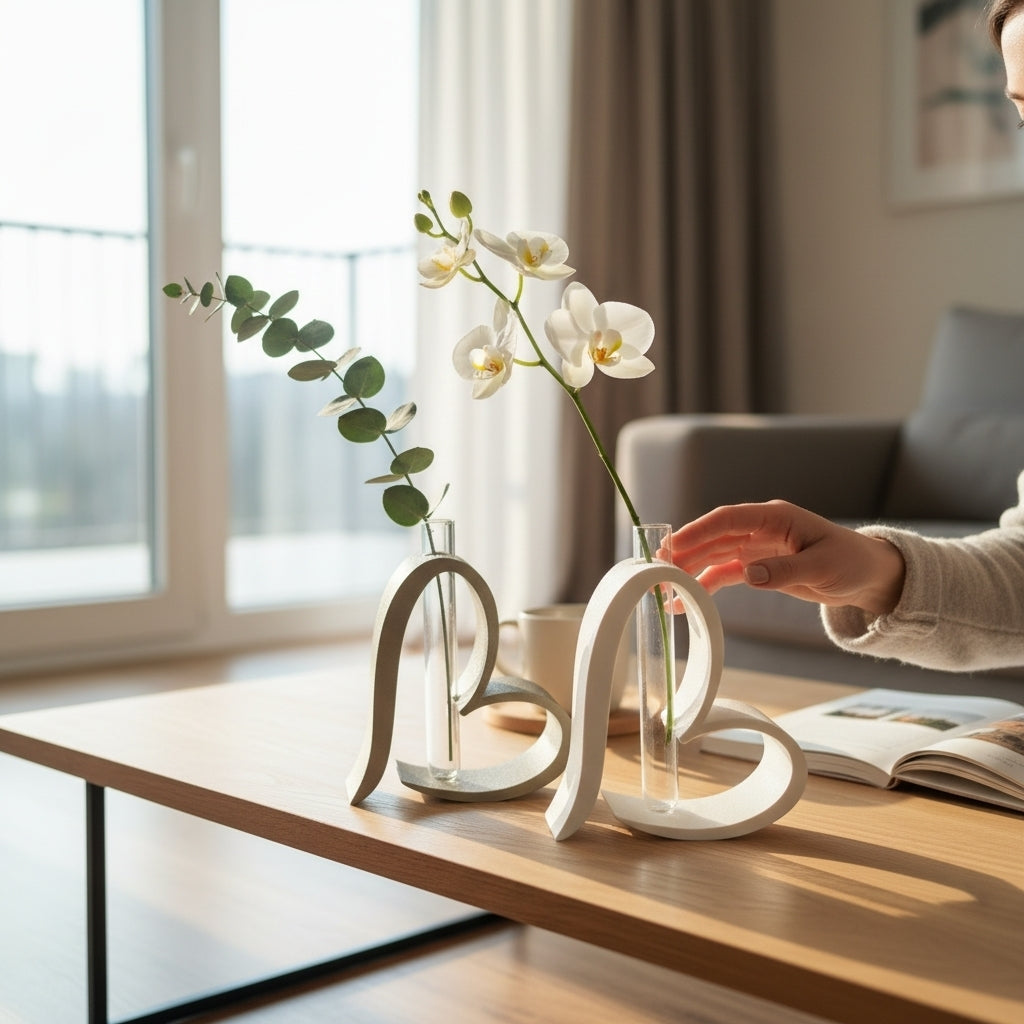 Heart Shaped Test Tube Vase – 3D Printed Sculptural Bud Vase Modern Home Décor