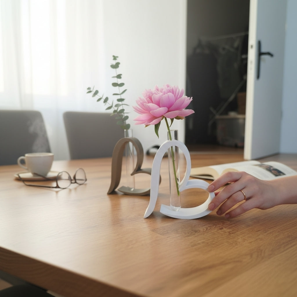 Heart Shaped Test Tube Vase – 3D Printed Sculptural Bud Vase Modern Home Décor