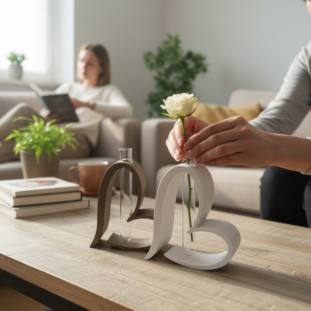 Heart Shaped Test Tube Vase – 3D Printed Sculptural Bud Vase Modern Home Décor