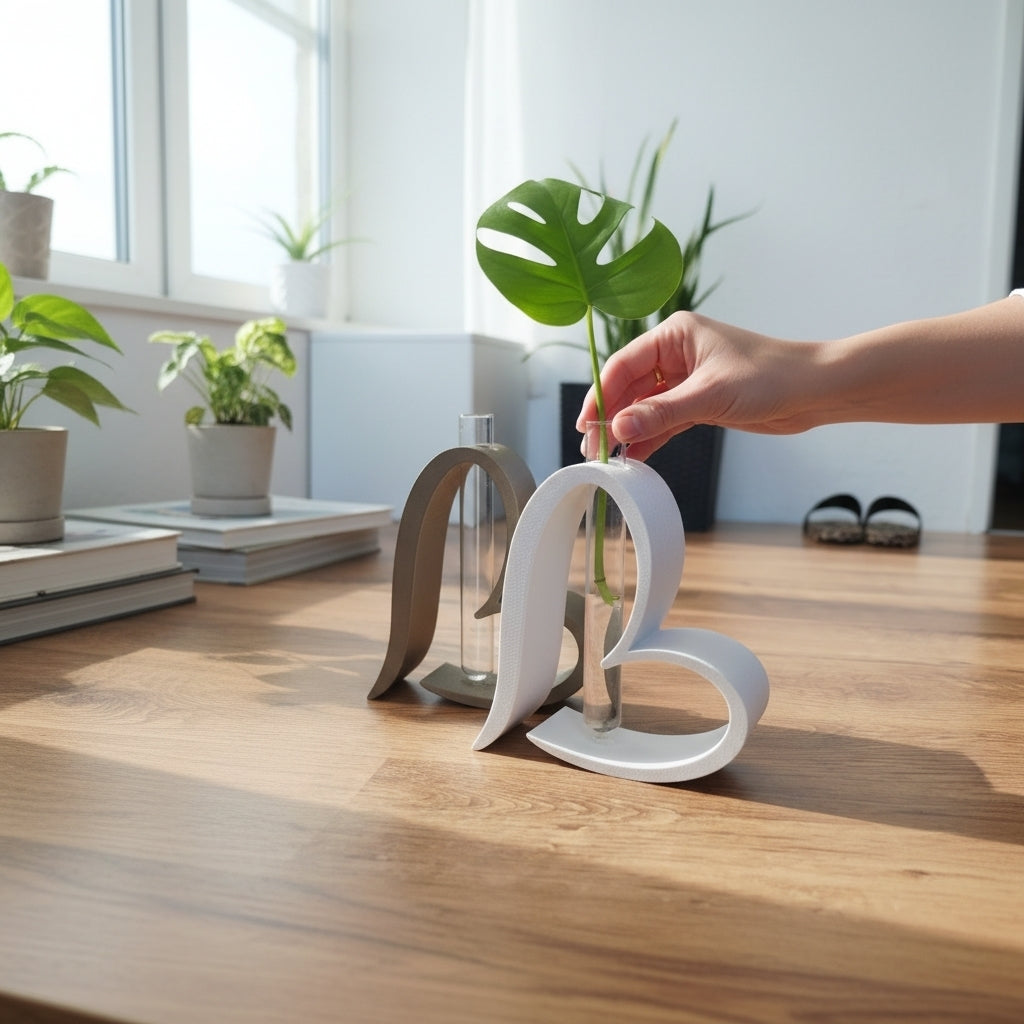 Heart Shaped Test Tube Vase – 3D Printed Sculptural Bud Vase Modern Home Décor