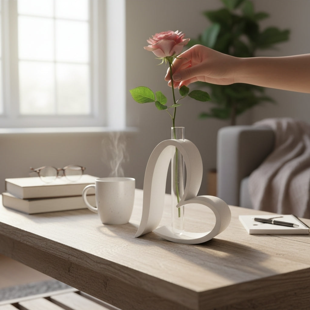 Heart Shaped Test Tube Vase – 3D Printed Sculptural Bud Vase Modern Home Décor
