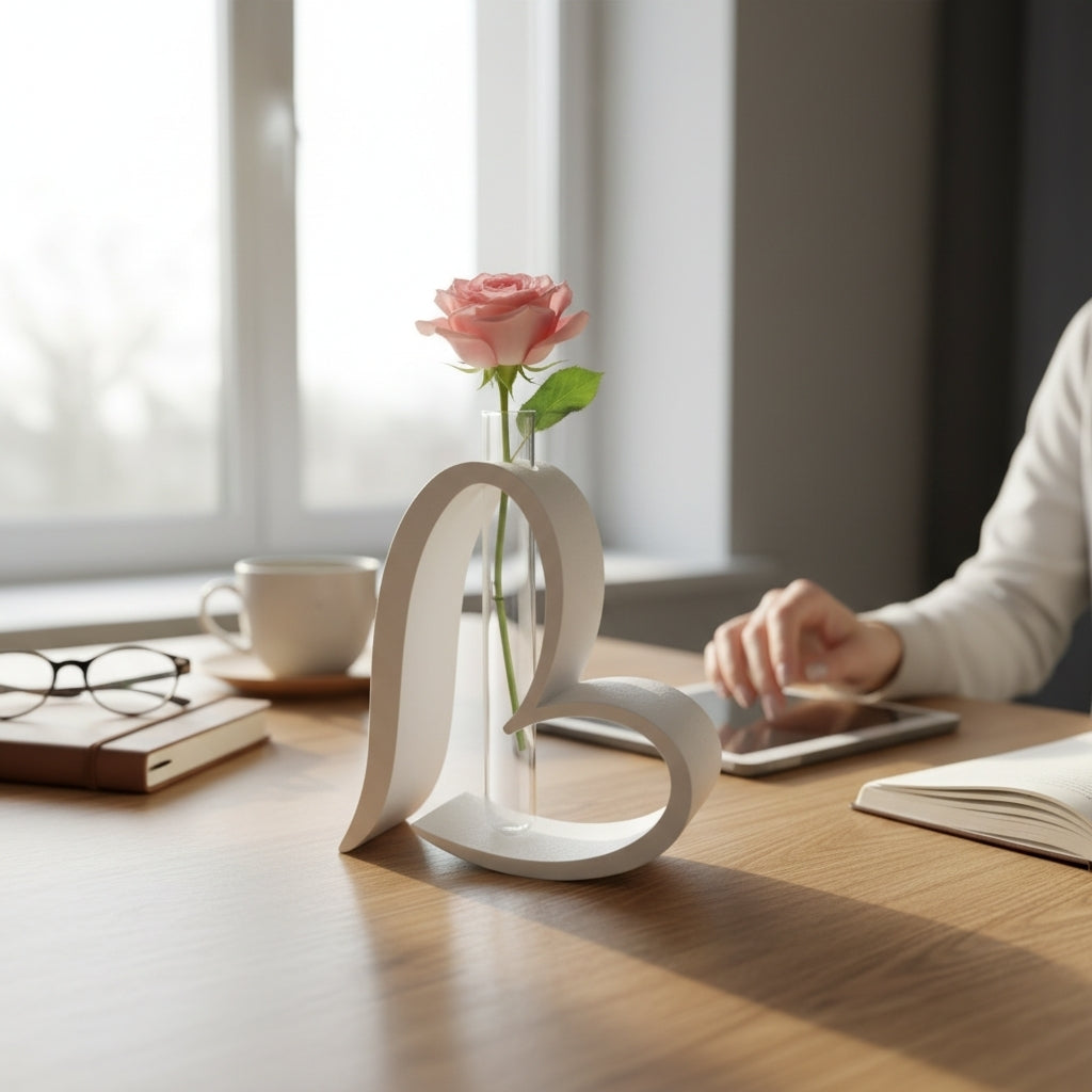 Heart Shaped Test Tube Vase – 3D Printed Sculptural Bud Vase Modern Home Décor