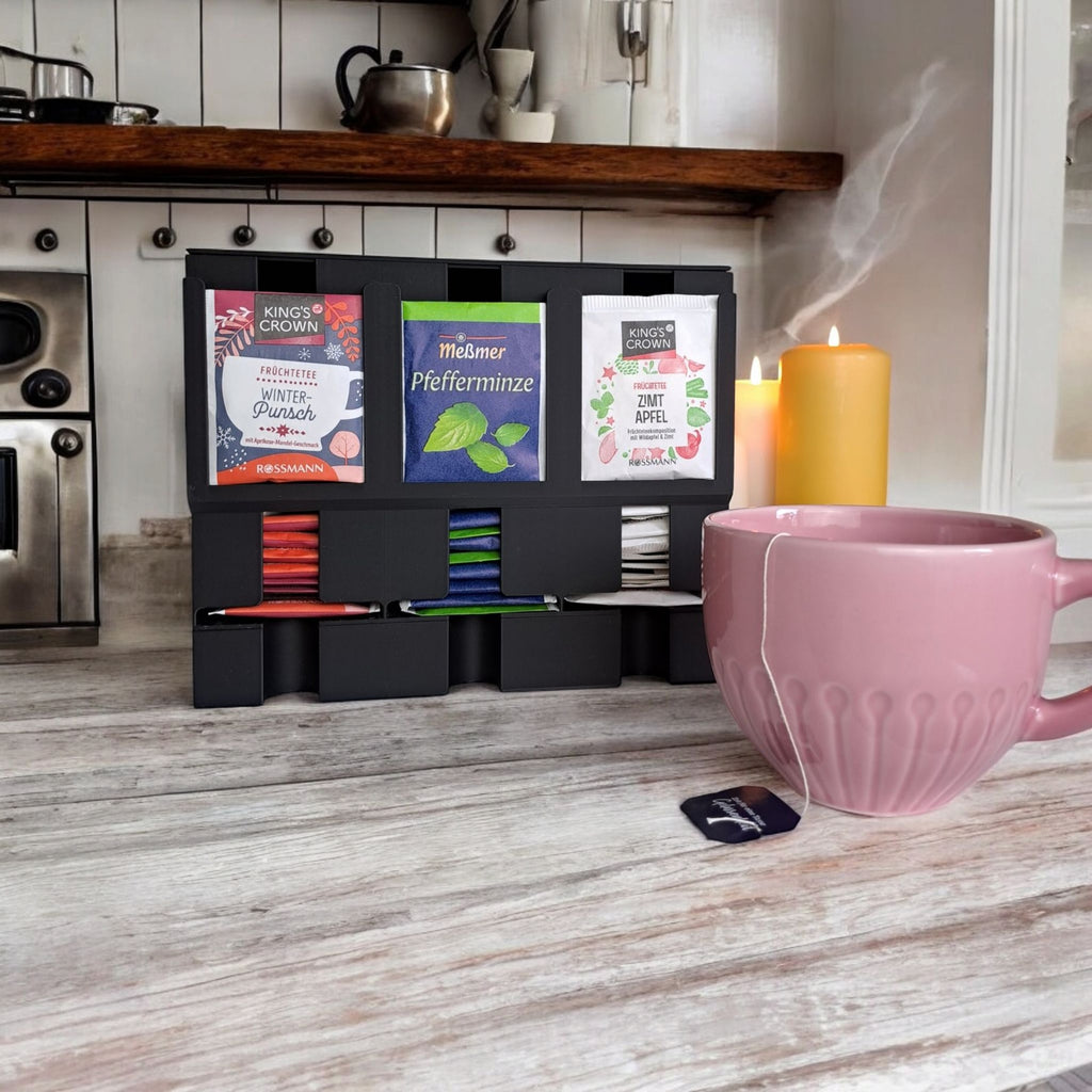 Elegant Tea Bag Organiser Box with Dispenser – Modern Kitchen Storage