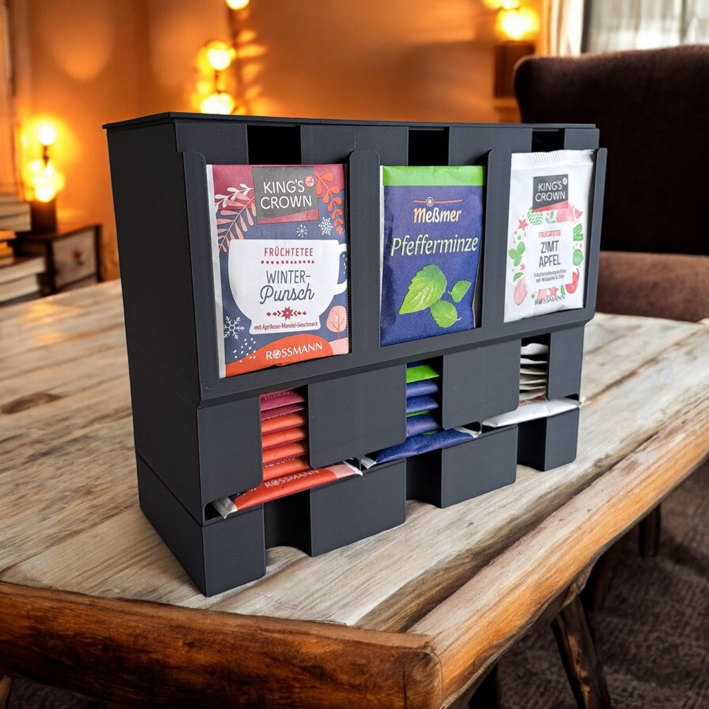 Elegant Tea Bag Organiser Box with Dispenser – Modern Kitchen Storage