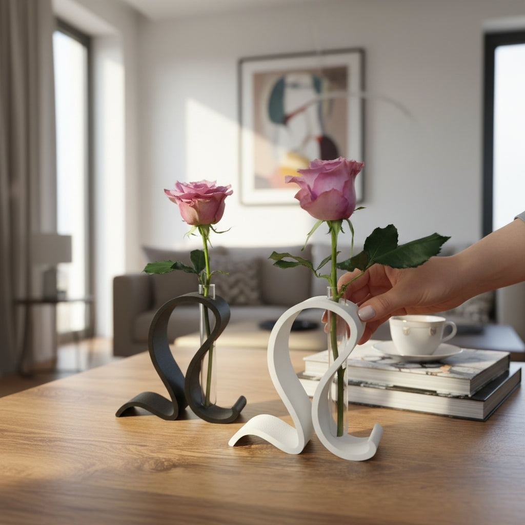 Sculptural Wave Test Tube Vase – 3D Printed Modern Home Décor Flower Bud Vase
