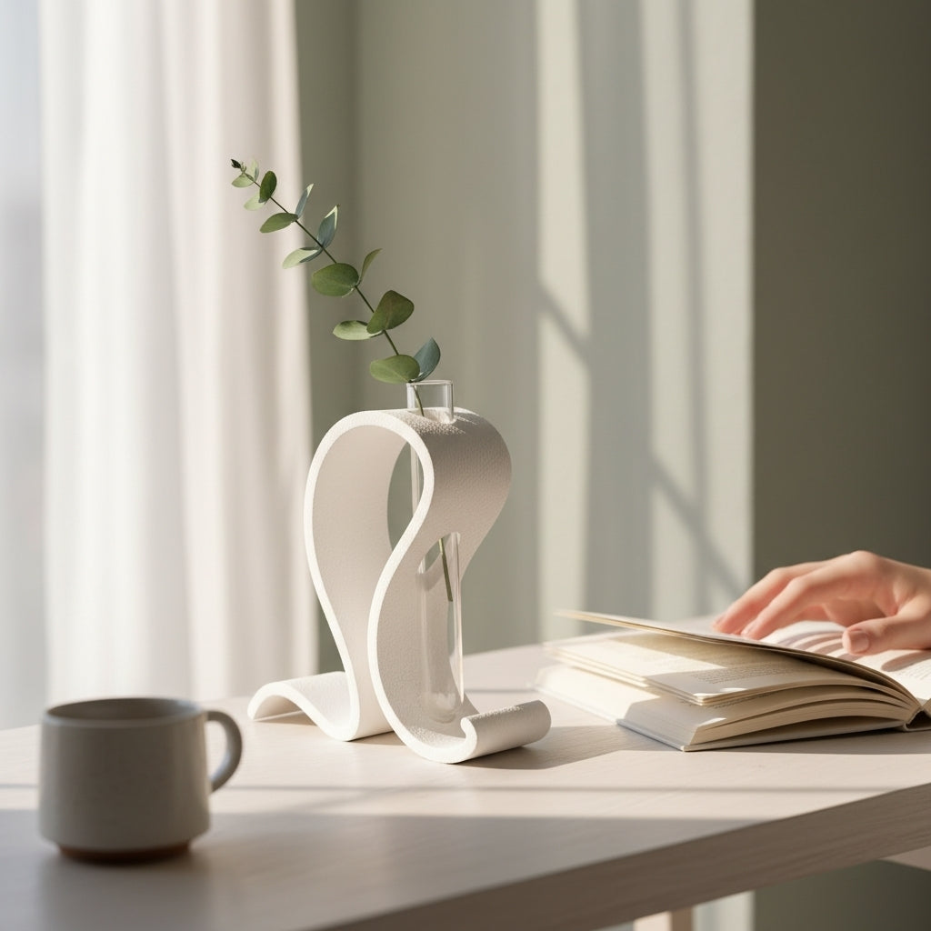 Sculptural Wave Test Tube Vase – 3D Printed Modern Home Décor Flower Bud Vase
