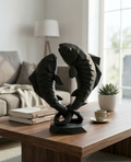 Pisces Twin Fish Sculpture 25cm Geometric Zodiac Statue Pisces Star Sign Gift