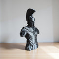 Low Poly Spartan Warrior Bust Sculpture Greek Soldier Helmet Statue Matte Black