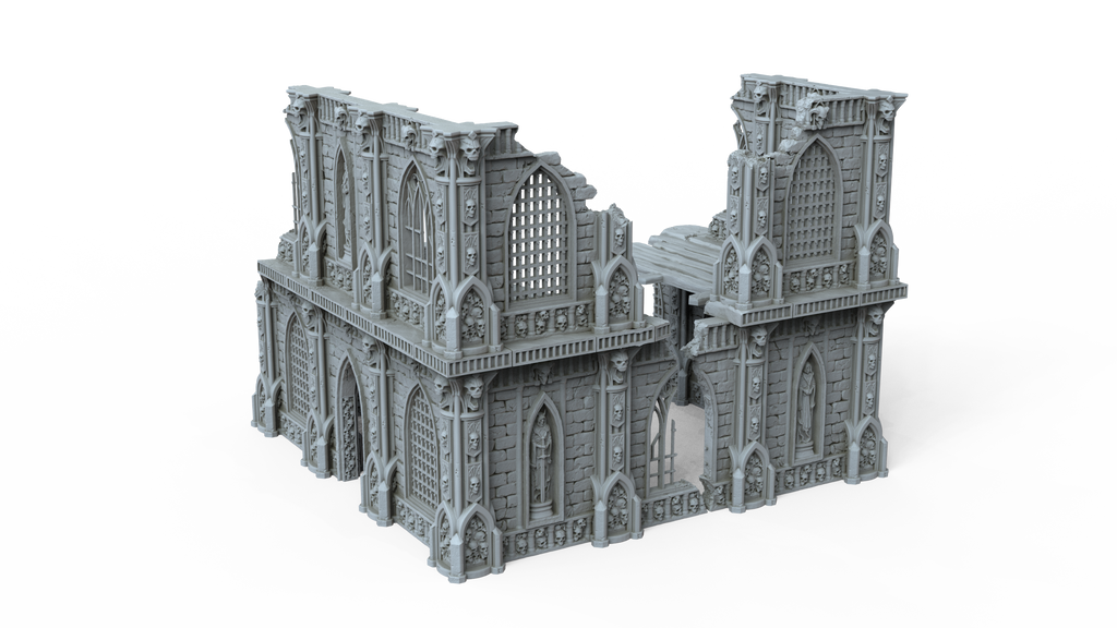 Grimdark Gothic Ruin 2-Storey Modular 3D Printed Sci-Fantasy Wargame Terrain 28m