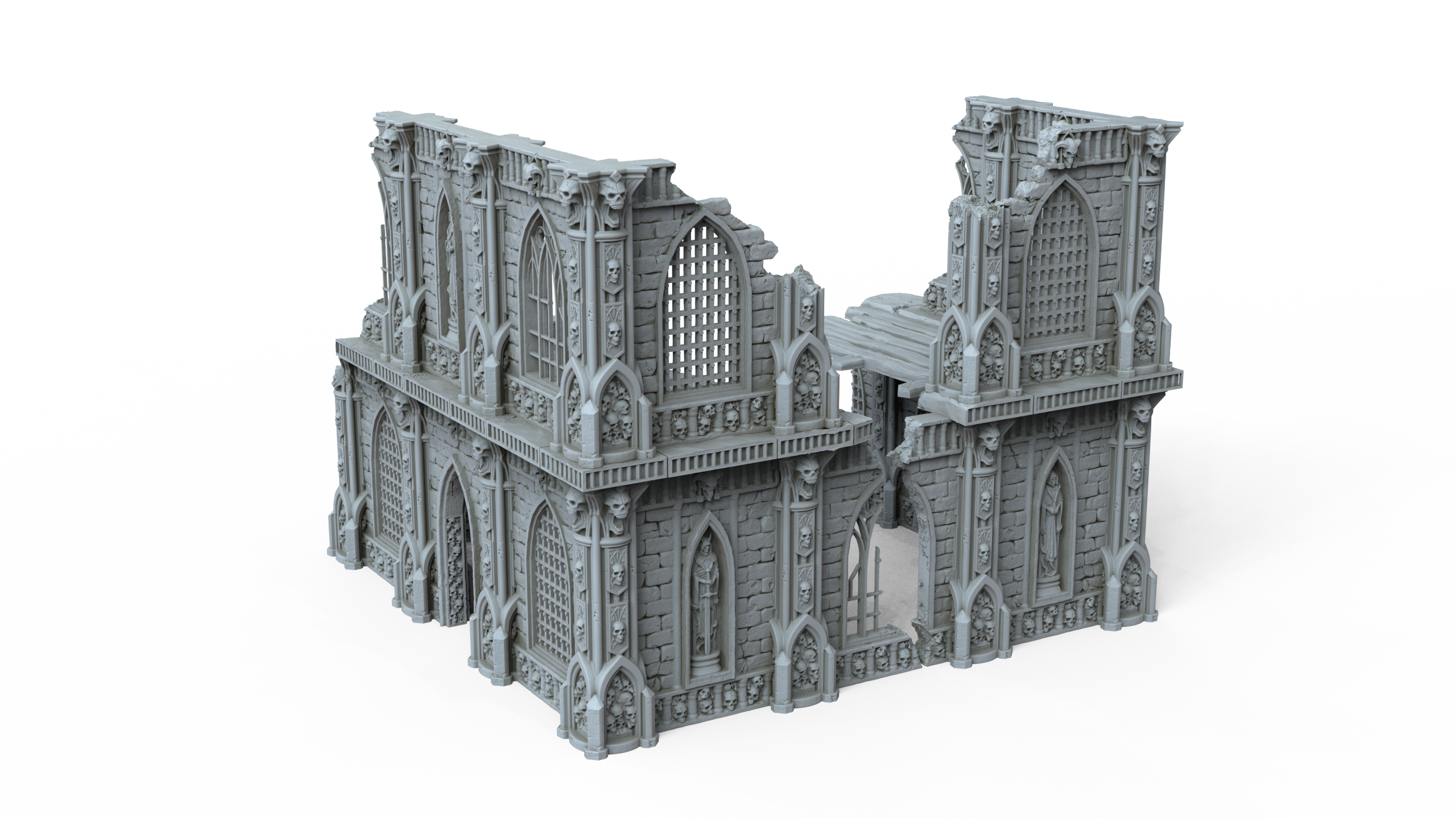 Grimdark Gothic Ruin 2-Storey Modular 3D Printed Sci-Fantasy Wargame Terrain 28m