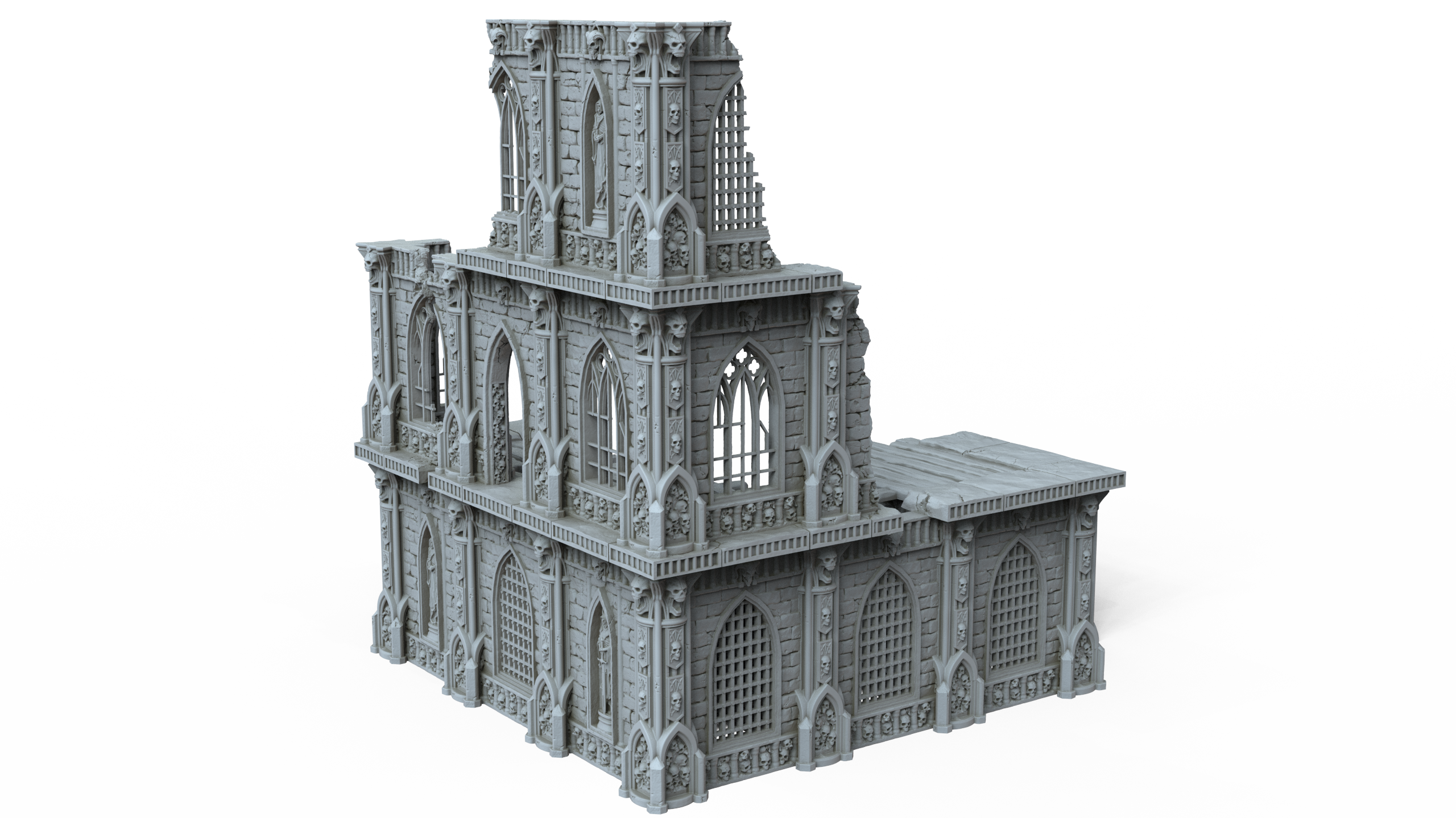Grimdark Gothic Cathedral Ruin 3-Storey 3D Printed Sci-Fantasy Wargame Terrain