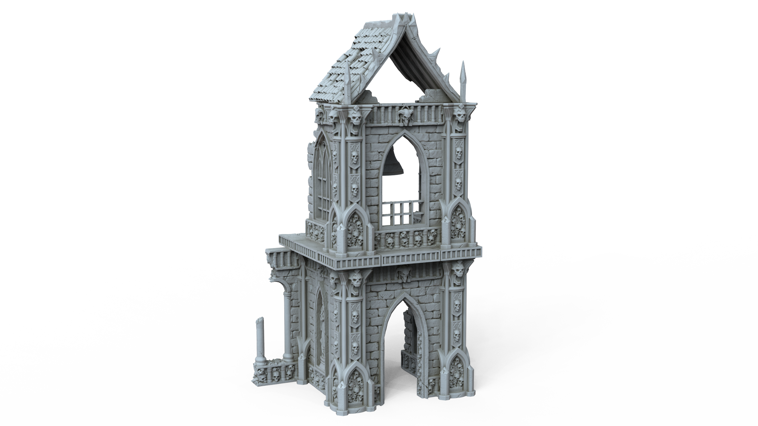 Grimdark Gothic Bell Tower 3-Storey 3D Printed Sci-Fantasy Wargame Terrain 28mm