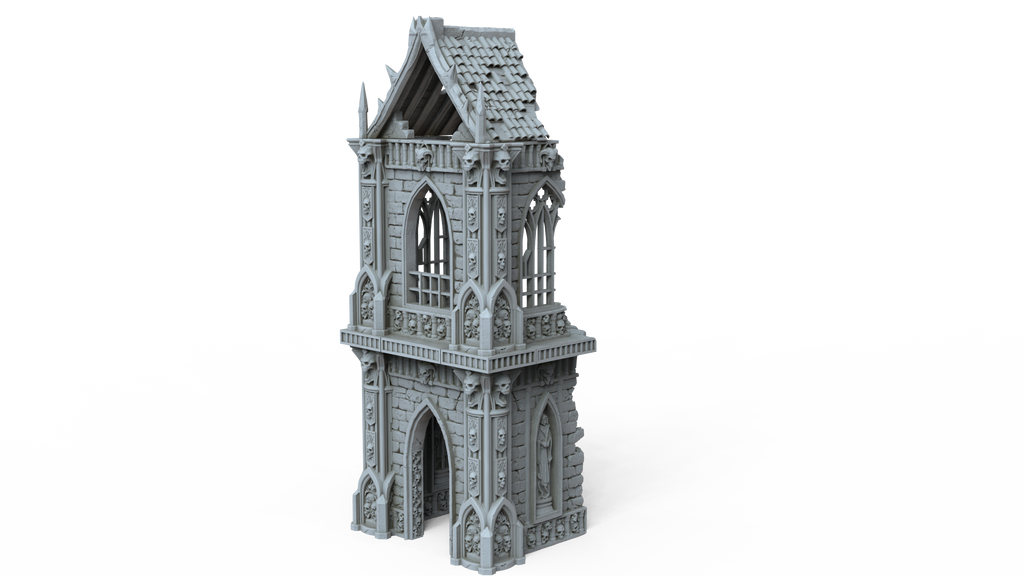 Grimdark Gothic Bell Tower 3-Storey 3D Printed Sci-Fantasy Wargame Terrain 28mm