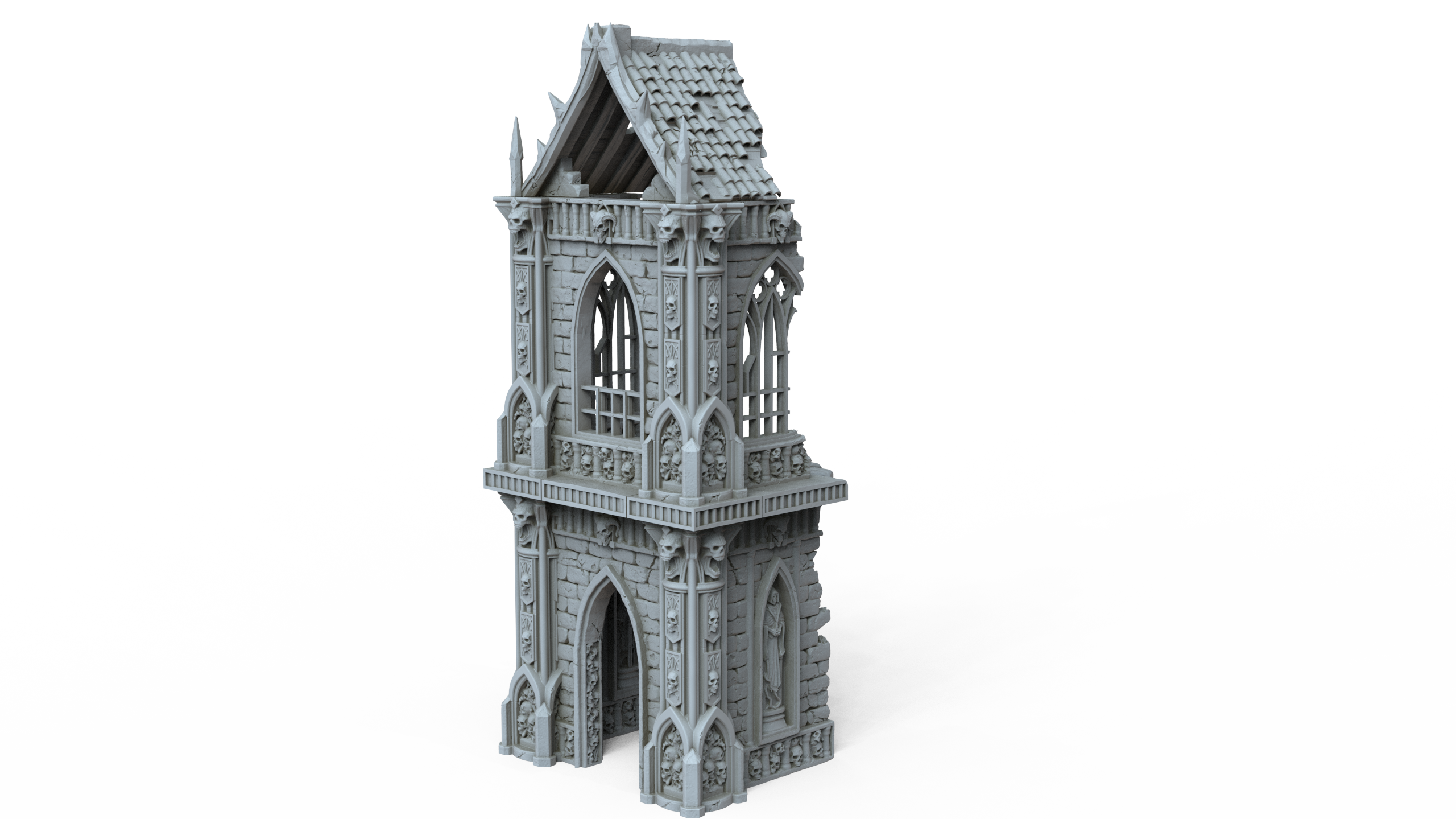 Grimdark Gothic Bell Tower 3-Storey 3D Printed Sci-Fantasy Wargame Terrain 28mm