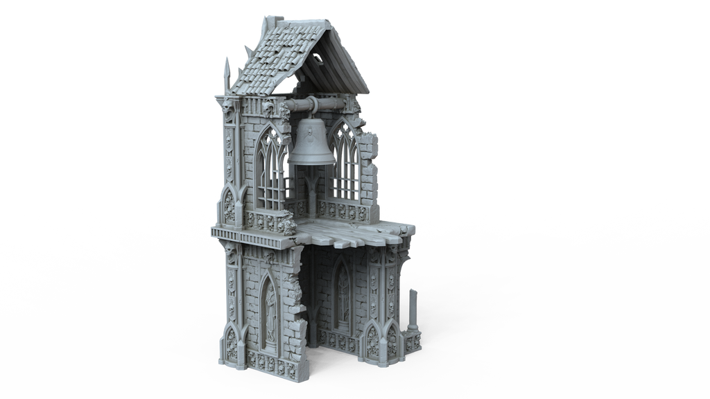 Grimdark Gothic Bell Tower 3-Storey 3D Printed Sci-Fantasy Wargame Terrain 28mm