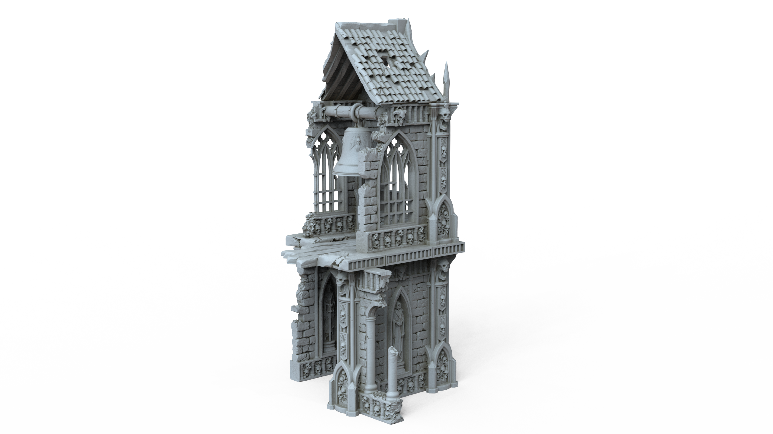 Grimdark Gothic Bell Tower 3-Storey 3D Printed Sci-Fantasy Wargame Terrain 28mm