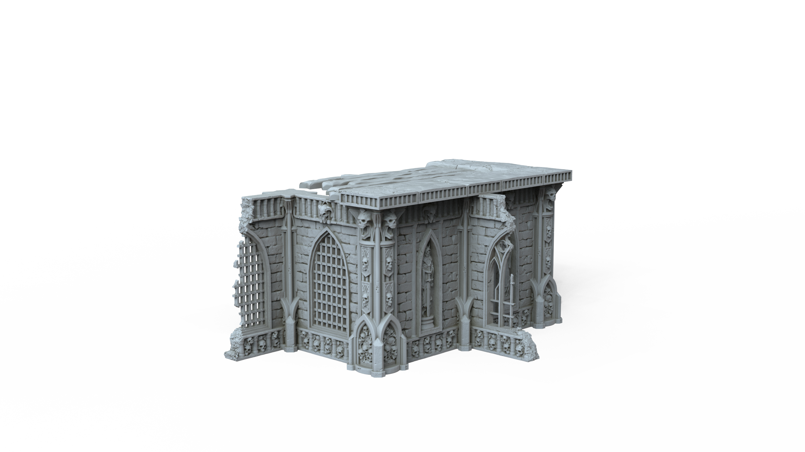 Grimdark Gothic Corner Chapel Ruin 1-Storey 3D Printed Sci-Fantasy Terrain 28mm