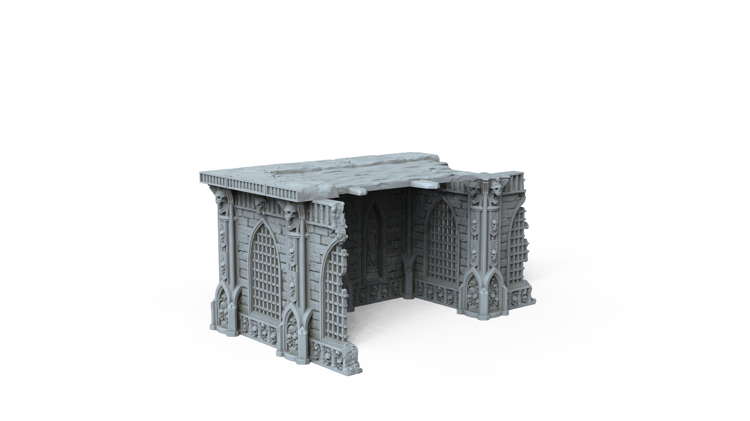 Grimdark Gothic Corner Chapel Ruin 1-Storey 3D Printed Sci-Fantasy Terrain 28mm