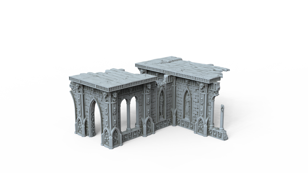 Grimdark Gothic Arcade Ruin 2-Storey Timber Floors 3D Printed Sci-Fantasy 28mm