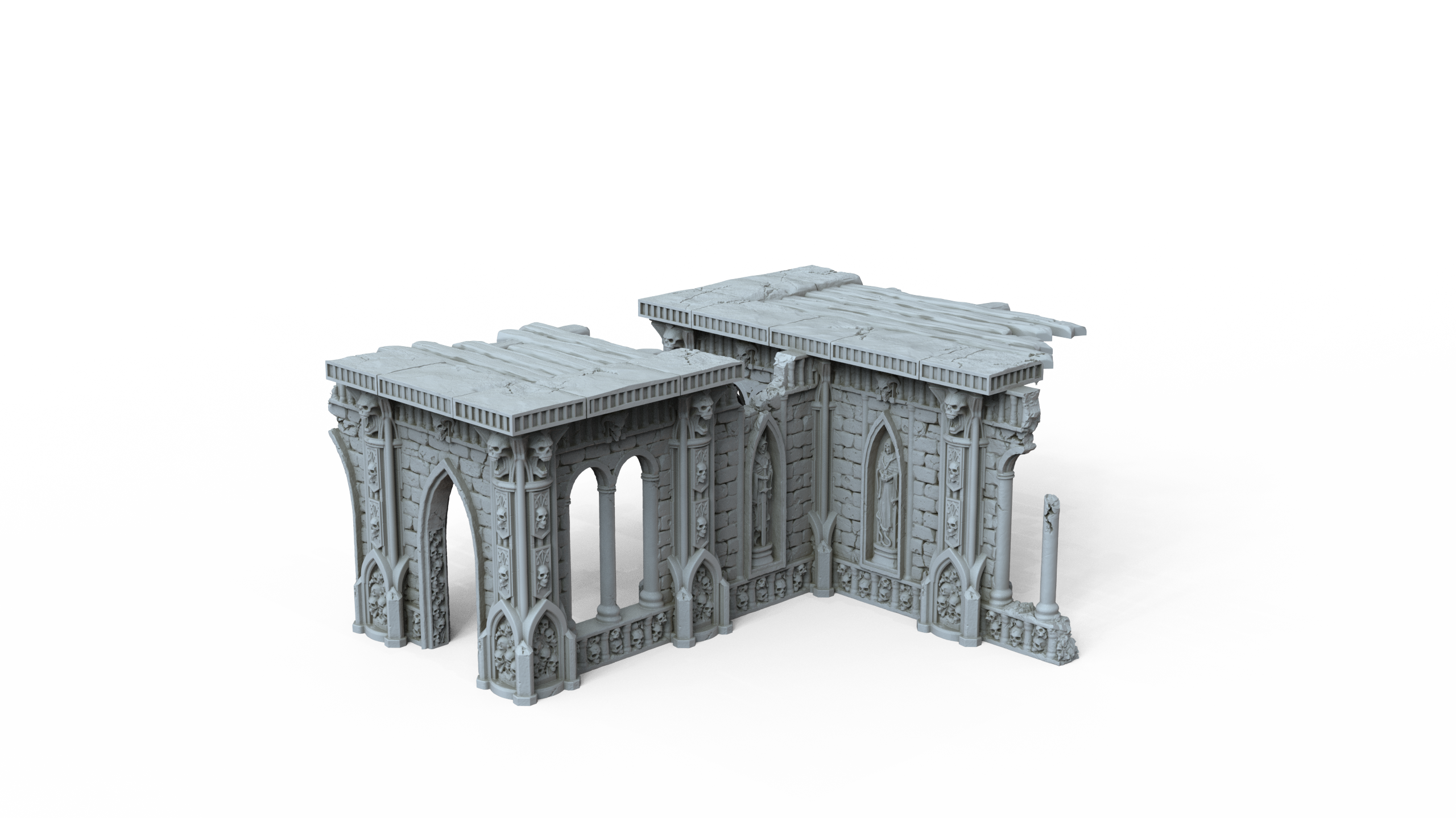 Grimdark Gothic Arcade Ruin 2-Storey Timber Floors 3D Printed Sci-Fantasy 28mm