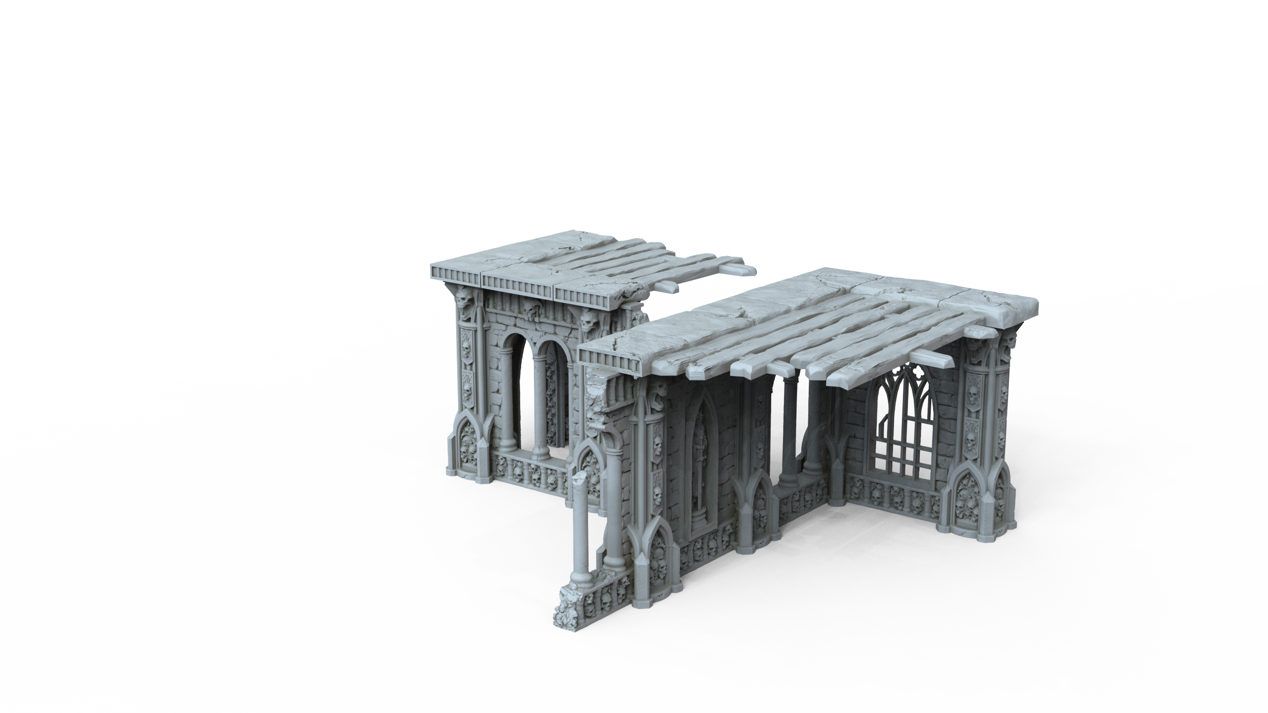 Grimdark Gothic Arcade Ruin 2-Storey Timber Floors 3D Printed Sci-Fantasy 28mm