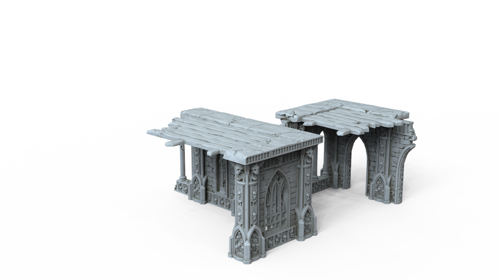 Grimdark Gothic Arcade Ruin 2-Storey Timber Floors 3D Printed Sci-Fantasy 28mm